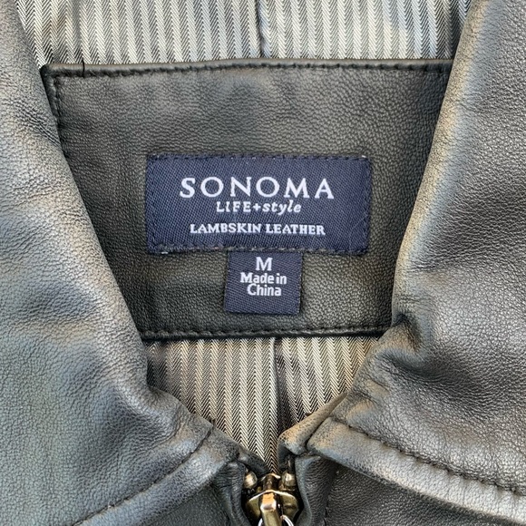 Sonoma Black Lamb Skin Leather Coat Size M - Picture 3 of 15